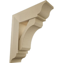 Ekena Millwork - BKTUR0756X24X28LEC01RCPR - Timberthane Faux Wood Legacy Style Bracket w/ Offset Brace, Traditional Ends, 7 1/2"W x 24"D x 28"H, Primed Tan