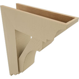 Ekena Millwork - BKTUR0756X24X32LEC01RCPR - Timberthane Faux Wood Legacy Style Bracket w/ Offset Brace, Traditional Ends, 7 1/2"W x 24"D x 32"H, Primed Tan