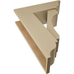 Ekena Millwork - BKTUR0756X24X32LEC01RCPR - Timberthane Faux Wood Legacy Style Bracket w/ Offset Brace, Traditional Ends, 7 1/2"W x 24"D x 32"H, Primed Tan