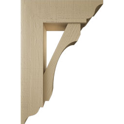 Ekena Millwork - BKTUR0756X24X36LEC01RCPR - Timberthane Faux Wood Legacy Style Bracket w/ Offset Brace, Traditional Ends, 7 1/2"W x 24"D x 36"H, Primed Tan
