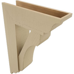 Ekena Millwork - BKTUR0756X24X36LEC01RCPR - Timberthane Faux Wood Legacy Style Bracket w/ Offset Brace, Traditional Ends, 7 1/2"W x 24"D x 36"H, Primed Tan