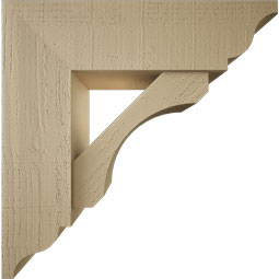 Ekena Millwork - BKTUR0756X26X26LEC01RCPR - Timberthane Faux Wood Legacy Style Bracket w/ Offset Brace, Traditional Ends, 7 1/2"W x 26"D x 26"H, Primed Tan