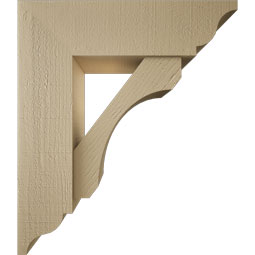 Ekena Millwork - BKTUR0756X26X30LEC01RCPR - Timberthane Faux Wood Legacy Style Bracket w/ Offset Brace, Traditional Ends, 7 1/2"W x 26"D x 30"H, Primed Tan