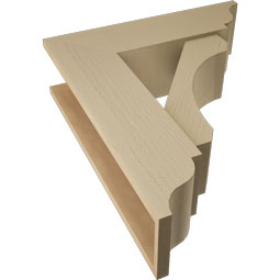 Ekena Millwork - BKTUR0756X26X30LEC01RCPR - Timberthane Faux Wood Legacy Style Bracket w/ Offset Brace, Traditional Ends, 7 1/2"W x 26"D x 30"H, Primed Tan