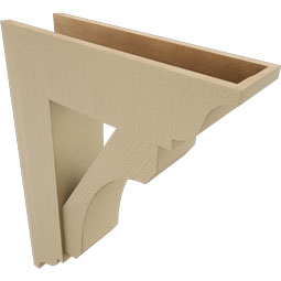 Ekena Millwork - BKTUR0756X26X34LEC01RCPR - Timberthane Faux Wood Legacy Style Bracket w/ Offset Brace, Traditional Ends, 7 1/2"W x 26"D x 34"H, Primed Tan