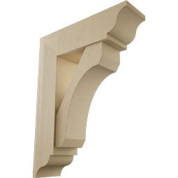 Ekena Millwork - BKTUR0756X26X34LEC01RCPR - Timberthane Faux Wood Legacy Style Bracket w/ Offset Brace, Traditional Ends, 7 1/2"W x 26"D x 34"H, Primed Tan