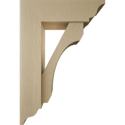 Ekena Millwork - BKTUR0756X26X38LEC01RCPR - Timberthane Faux Wood Legacy Style Bracket w/ Offset Brace, Traditional Ends, 7 1/2"W x 26"D x 38"H, Primed Tan