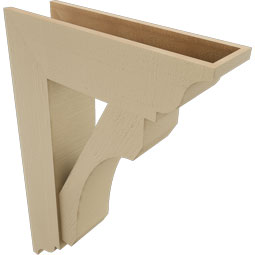 Ekena Millwork - BKTUR0756X26X38LEC01RCPR - Timberthane Faux Wood Legacy Style Bracket w/ Offset Brace, Traditional Ends, 7 1/2"W x 26"D x 38"H, Primed Tan