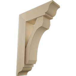 Ekena Millwork - BKTUR0756X26X38LEC01RCPR - Timberthane Faux Wood Legacy Style Bracket w/ Offset Brace, Traditional Ends, 7 1/2"W x 26"D x 38"H, Primed Tan