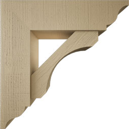 Ekena Millwork - BKTUR0756X28X28LEC01RCPR - Timberthane Faux Wood Legacy Style Bracket w/ Offset Brace, Traditional Ends, 7 1/2"W x 28"D x 28"H, Primed Tan