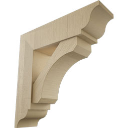 Ekena Millwork - BKTUR0756X28X28LEC01RCPR - Timberthane Faux Wood Legacy Style Bracket w/ Offset Brace, Traditional Ends, 7 1/2"W x 28"D x 28"H, Primed Tan