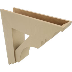 Ekena Millwork - BKTUR0756X28X32LEC01RCPR - Timberthane Faux Wood Legacy Style Bracket w/ Offset Brace, Traditional Ends, 7 1/2"W x 28"D x 32"H, Primed Tan