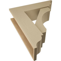 Ekena Millwork - BKTUR0756X28X32LEC01RCPR - Timberthane Faux Wood Legacy Style Bracket w/ Offset Brace, Traditional Ends, 7 1/2"W x 28"D x 32"H, Primed Tan