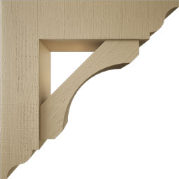 Ekena Millwork - BKTUR0756X30X30LEC01RCPR - Timberthane Faux Wood Legacy Style Bracket w/ Offset Brace, Traditional Ends, 7 1/2"W x 30"D x 30"H, Primed Tan