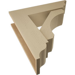 Ekena Millwork - BKTUR0756X30X30LEC01RCPR - Timberthane Faux Wood Legacy Style Bracket w/ Offset Brace, Traditional Ends, 7 1/2"W x 30"D x 30"H, Primed Tan