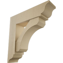 Ekena Millwork - BKTUR0756X30X30LEC01RCPR - Timberthane Faux Wood Legacy Style Bracket w/ Offset Brace, Traditional Ends, 7 1/2"W x 30"D x 30"H, Primed Tan