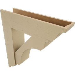 Ekena Millwork - BKTUR0756X30X34LEC01RCPR - Timberthane Faux Wood Legacy Style Bracket w/ Offset Brace, Traditional Ends, 7 1/2"W x 30"D x 34"H, Primed Tan