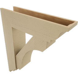 Ekena Millwork - BKTUR0756X30X36LEC01RCPR - Timberthane Faux Wood Legacy Style Bracket w/ Offset Brace, Traditional Ends, 7 1/2"W x 30"D x 36"H, Primed Tan