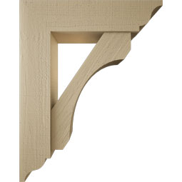 Ekena Millwork - BKTUR0756X30X38LEC01RCPR - Timberthane Faux Wood Legacy Style Bracket w/ Offset Brace, Traditional Ends, 7 1/2"W x 30"D x 38"H, Primed Tan