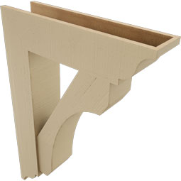 Ekena Millwork - BKTUR0756X30X42LEC01RCPR - Timberthane Faux Wood Legacy Style Bracket w/ Offset Brace, Traditional Ends, 7 1/2"W x 30"D x 42"H, Primed Tan