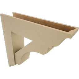 Ekena Millwork - BKTUR0756X32X32LEC01RCPR - Timberthane Faux Wood Legacy Style Bracket w/ Offset Brace, Traditional Ends, 7 1/2"W x 32"D x 32"H, Primed Tan