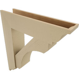 Ekena Millwork - BKTUR0756X32X36LEC01RCPR - Timberthane Faux Wood Legacy Style Bracket w/ Offset Brace, Traditional Ends, 7 1/2"W x 32"D x 36"H, Primed Tan