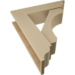 Ekena Millwork - BKTUR0756X32X36LEC01RCPR - Timberthane Faux Wood Legacy Style Bracket w/ Offset Brace, Traditional Ends, 7 1/2"W x 32"D x 36"H, Primed Tan
