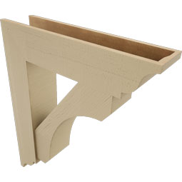 Ekena Millwork - BKTUR0756X32X38LEC01RCPR - Timberthane Faux Wood Legacy Style Bracket w/ Offset Brace, Traditional Ends, 7 1/2"W x 32"D x 38"H, Primed Tan