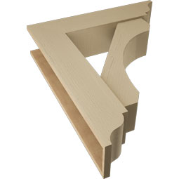 Ekena Millwork - BKTUR0756X32X38LEC01RCPR - Timberthane Faux Wood Legacy Style Bracket w/ Offset Brace, Traditional Ends, 7 1/2"W x 32"D x 38"H, Primed Tan