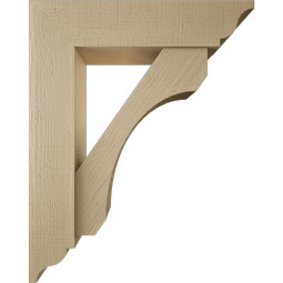 Ekena Millwork - BKTUR0756X32X40LEC01RCPR - Timberthane Faux Wood Legacy Style Bracket w/ Offset Brace, Traditional Ends, 7 1/2"W x 32"D x 40"H, Primed Tan