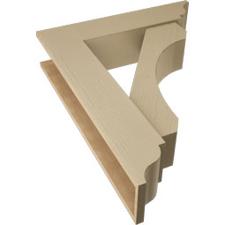 Ekena Millwork - BKTUR0756X32X40LEC01RCPR - Timberthane Faux Wood Legacy Style Bracket w/ Offset Brace, Traditional Ends, 7 1/2"W x 32"D x 40"H, Primed Tan
