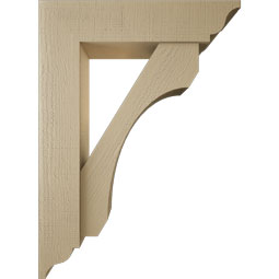 Ekena Millwork - BKTUR0756X32X44LEC01RCPR - Timberthane Faux Wood Legacy Style Bracket w/ Offset Brace, Traditional Ends, 7 1/2"W x 32"D x 44"H, Primed Tan