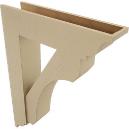 Ekena Millwork - BKTUR0756X32X44LEC01RCPR - Timberthane Faux Wood Legacy Style Bracket w/ Offset Brace, Traditional Ends, 7 1/2"W x 32"D x 44"H, Primed Tan