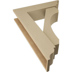 Ekena Millwork - BKTUR0756X32X44LEC01RCPR - Timberthane Faux Wood Legacy Style Bracket w/ Offset Brace, Traditional Ends, 7 1/2"W x 32"D x 44"H, Primed Tan
