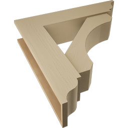 Ekena Millwork - BKTUR0756X34X34LEC01RCPR - Timberthane Faux Wood Legacy Style Bracket w/ Offset Brace, Traditional Ends, 7 1/2"W x 34"D x 34"H, Primed Tan