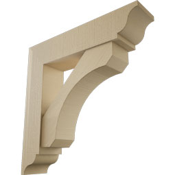 Ekena Millwork - BKTUR0756X34X34LEC01RCPR - Timberthane Faux Wood Legacy Style Bracket w/ Offset Brace, Traditional Ends, 7 1/2"W x 34"D x 34"H, Primed Tan