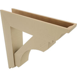Ekena Millwork - BKTUR0756X34X38LEC01RCPR - Timberthane Faux Wood Legacy Style Bracket w/ Offset Brace, Traditional Ends, 7 1/2"W x 34"D x 38"H, Primed Tan