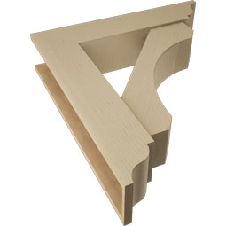 Ekena Millwork - BKTUR0756X34X38LEC01RCPR - Timberthane Faux Wood Legacy Style Bracket w/ Offset Brace, Traditional Ends, 7 1/2"W x 34"D x 38"H, Primed Tan