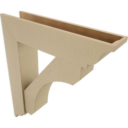 Ekena Millwork - BKTUR0756X34X40LEC01RCPR - Timberthane Faux Wood Legacy Style Bracket w/ Offset Brace, Traditional Ends, 7 1/2"W x 34"D x 40"H, Primed Tan