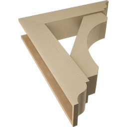 Ekena Millwork - BKTUR0756X34X40LEC01RCPR - Timberthane Faux Wood Legacy Style Bracket w/ Offset Brace, Traditional Ends, 7 1/2"W x 34"D x 40"H, Primed Tan