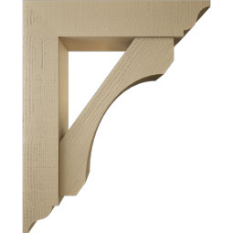Ekena Millwork - BKTUR0756X34X42LEC01RCPR - Timberthane Faux Wood Legacy Style Bracket w/ Offset Brace, Traditional Ends, 7 1/2"W x 34"D x 42"H, Primed Tan