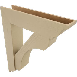 Ekena Millwork - BKTUR0756X34X42LEC01RCPR - Timberthane Faux Wood Legacy Style Bracket w/ Offset Brace, Traditional Ends, 7 1/2"W x 34"D x 42"H, Primed Tan