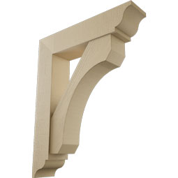 Ekena Millwork - BKTUR0756X34X42LEC01RCPR - Timberthane Faux Wood Legacy Style Bracket w/ Offset Brace, Traditional Ends, 7 1/2"W x 34"D x 42"H, Primed Tan