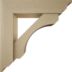 Ekena Millwork - BKTUR0756X36X36LEC01RCPR - Timberthane Faux Wood Legacy Style Bracket w/ Offset Brace, Traditional Ends, 7 1/2"W x 36"D x 36"H, Primed Tan