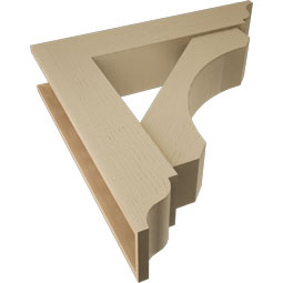 Ekena Millwork - BKTUR0756X36X36LEC01RCPR - Timberthane Faux Wood Legacy Style Bracket w/ Offset Brace, Traditional Ends, 7 1/2"W x 36"D x 36"H, Primed Tan