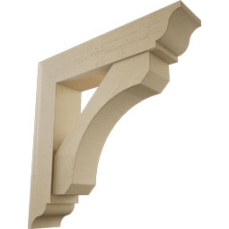 Ekena Millwork - BKTUR0756X36X36LEC01RCPR - Timberthane Faux Wood Legacy Style Bracket w/ Offset Brace, Traditional Ends, 7 1/2"W x 36"D x 36"H, Primed Tan