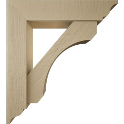 Ekena Millwork - BKTUR0756X36X40LEC01RCPR - Timberthane Faux Wood Legacy Style Bracket w/ Offset Brace, Traditional Ends, 7 1/2"W x 36"D x 40"H, Primed Tan