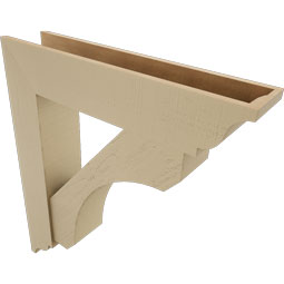 Ekena Millwork - BKTUR0756X36X40LEC01RCPR - Timberthane Faux Wood Legacy Style Bracket w/ Offset Brace, Traditional Ends, 7 1/2"W x 36"D x 40"H, Primed Tan