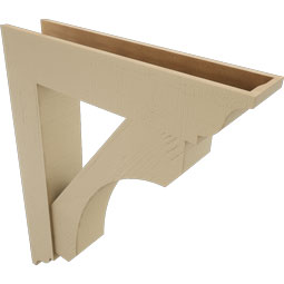 Ekena Millwork - BKTUR0756X36X44LEC01RCPR - Timberthane Faux Wood Legacy Style Bracket w/ Offset Brace, Traditional Ends, 7 1/2"W x 36"D x 44"H, Primed Tan