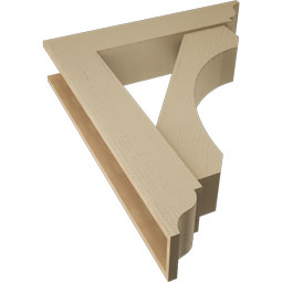 Ekena Millwork - BKTUR0756X36X44LEC01RCPR - Timberthane Faux Wood Legacy Style Bracket w/ Offset Brace, Traditional Ends, 7 1/2"W x 36"D x 44"H, Primed Tan